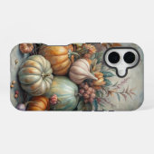 ヴィンテージの秋のかぼちゃの花の情景 iPhone 16ケース (裏面横)