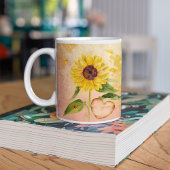 ヴィンテージの秋のひまわり引用文 コーヒーマグカップ