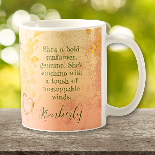 ヴィンテージの秋のひまわり引用文 コーヒーマグカップ