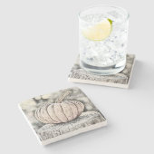 ヴィンテージの秋のトンネル 秋の色の水彩画 ストーンコースター (横)