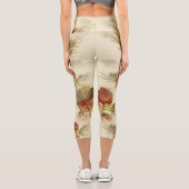 ヴィンテージの秋のバラクリームの背景 カプリレギンス (裏面)