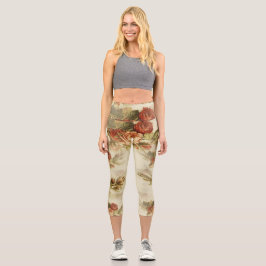 ヴィンテージの秋のバラクリームの背景 カプリレギンス