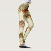 ヴィンテージの秋のバラクリームの背景 レギンス (右)