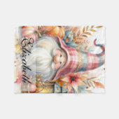 ヴィンテージの秋の小人たちと紅葉 フリースブランケット (正面(横))