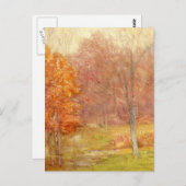 ヴィンテージの秋の森林絵画 ポストカード (正面/裏面)