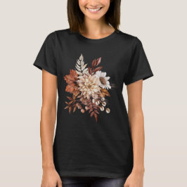 ヴィンテージの秋の花の葉 Tシャツ