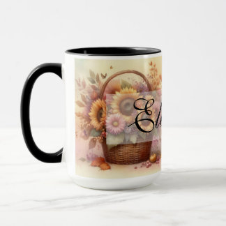 ヴィンテージの秋の花パステル水の色 マグカップ