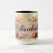 ヴィンテージの秋の花パステル水の色 マグカップ (中央)