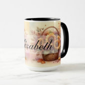 ヴィンテージの秋の花パステル水の色 マグカップ (正面右)