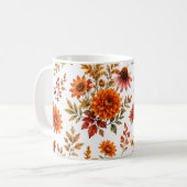 ヴィンテージの秋の花柄 ひまわり コーヒーマグカップ (正面左)