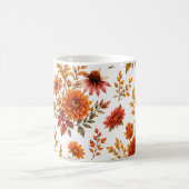 ヴィンテージの秋の花柄 ひまわり コーヒーマグカップ (中央)