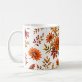 ヴィンテージの秋の花柄 ひまわり コーヒーマグカップ (左)