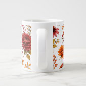 ヴィンテージの秋の花柄 ひまわり ジャンボコーヒーマグカップ (裏面)
