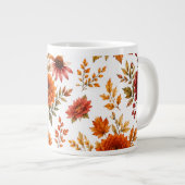 ヴィンテージの秋の花柄 ひまわり ジャンボコーヒーマグカップ (正面右)