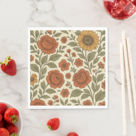 ヴィンテージの秋の花柄 – 田舎風の植物画 スタンダードランチョンナプキン