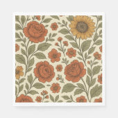 ヴィンテージの秋の花柄 – 田舎風の植物画 スタンダードランチョンナプキン (正面)