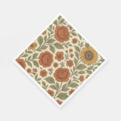 ヴィンテージの秋の花柄 – 田舎風の植物画 スタンダードランチョンナプキン (角)
