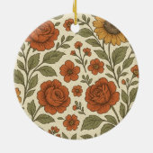 ヴィンテージの秋の花柄 – 田舎風の植物画 セラミックオーナメント (裏面)