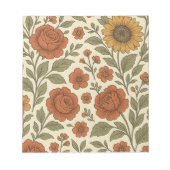 ヴィンテージの秋の花柄 – 田舎風の植物画 ノートパッド (正面)