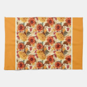 ヴィンテージの秋の花 キッチンタオル (横)