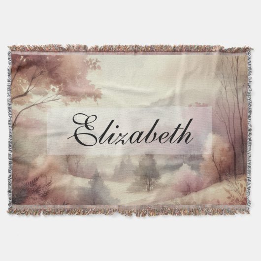 ヴィンテージの秋の落ち葉の風景 ニュートラルカラー スローブランケット (正面)