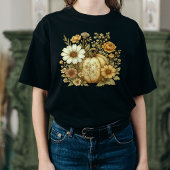 ヴィンテージの秋の雰囲気フラワーパンプキン好き トライブレンドTシャツ