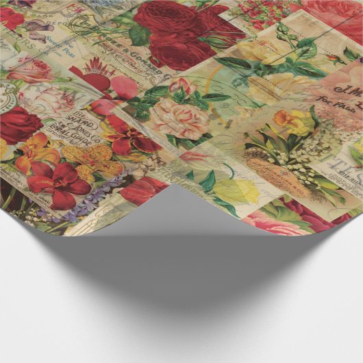 ヴィンテージの種の包みのコラージュの紙 ラッピングペーパー (角)