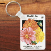 ヴィンテージの種パケットアート:ダリアの庭の花 キーホルダー (正面)