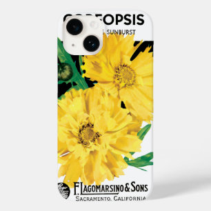 ヴィンテージの種パケットアート、黄色のコレオプシスの花 Case-Mate iPhone 14ケース