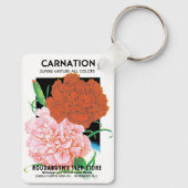 ヴィンテージの種パケットラベルアート、カルネーションの花 キーホルダー (裏面)