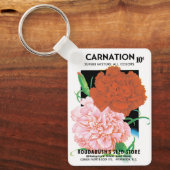 ヴィンテージの種パケットラベルアート、カルネーションの花 キーホルダー (正面)