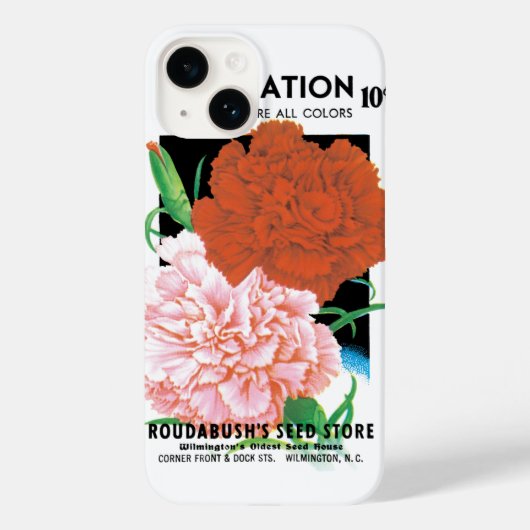 ヴィンテージの種パケットラベルアート、 カーネーションの花 Case-Mate iPhoneケース (裏面)