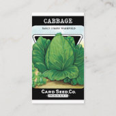 ヴィンテージの種パケットラベルアート、グリーンキャベツ 名刺 (裏面)