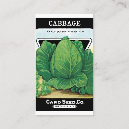 ヴィンテージの種パケットラベルアート、グリーンキャベツ 名刺 (裏面)