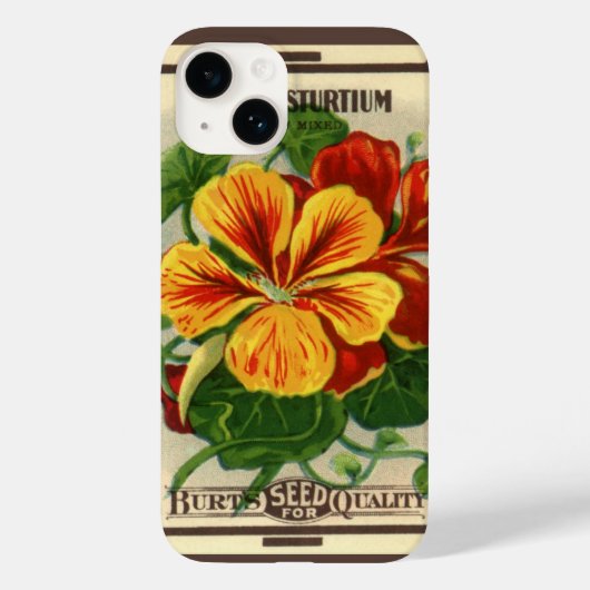 ヴィンテージの種パケットラベルアート、ナスターチウムの花 Case-Mate iPhoneケース (裏面)