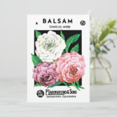 ヴィンテージの種パケットラベルアート、椿の花 (スタンド正面)