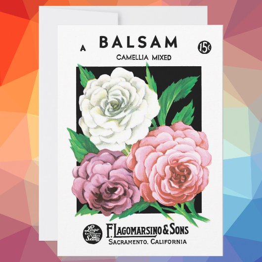 ヴィンテージの種パケットラベルアート、椿の花