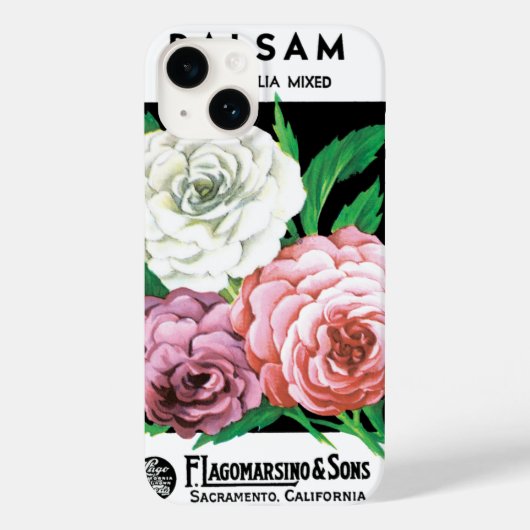 ヴィンテージの種パケットラベルアート、椿の花 Case-Mate iPhoneケース (裏面)