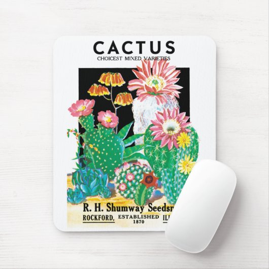 ヴィンテージの種パケットラベルアート 砂漠のサボテン植物 マウスパッド (マウス)
