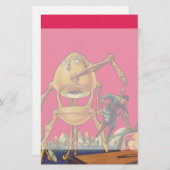 ヴィンテージの空想科学小説の外国のロボットは人を捕獲します 便箋 (正面/裏面)