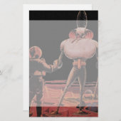 ヴィンテージの空想科学小説の宇宙飛行士の振動手のエイリアン 便箋 (正面/裏面)