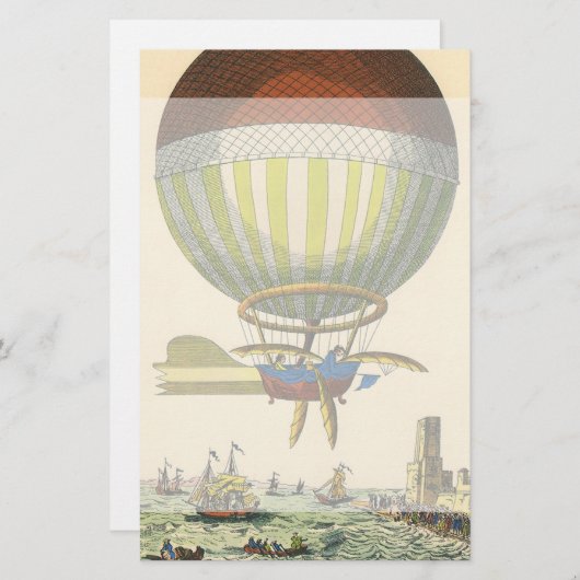 ヴィンテージの空想科学小説のSteampunkの熱気の気球 便箋 (正面/裏面)