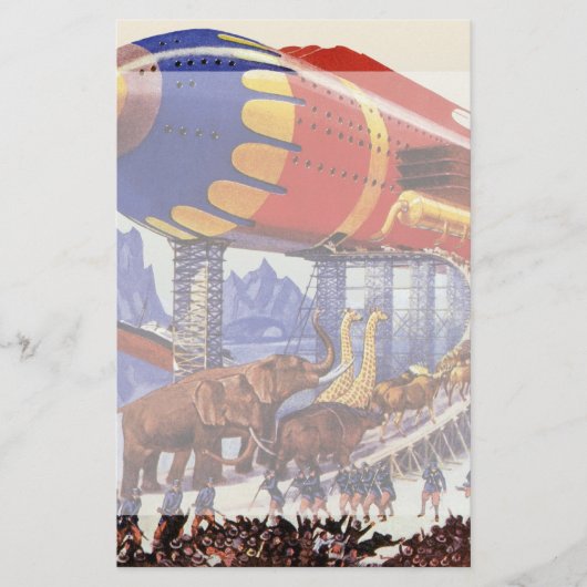 ヴィンテージの空想科学小説、ノアの箱舟の野生動物 便箋 (正面)