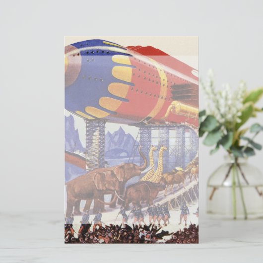ヴィンテージの空想科学小説、ノアの箱舟の野生動物 便箋 (スタンド正面)