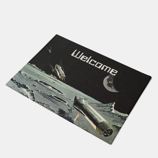 ヴィンテージの空想科学小説、ロケットは月の惑星を出荷します ドアマット (アングル)