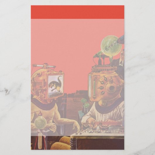 ヴィンテージの空想科学小説、外国の蒸気のパンクのヘルメット 便箋 (正面)