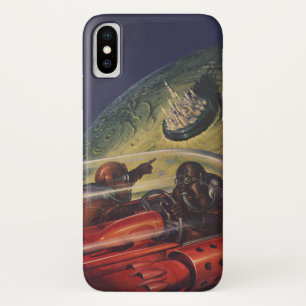 ヴィンテージの空想科学小説、月のサイファイ都市 iPhone X ケース
