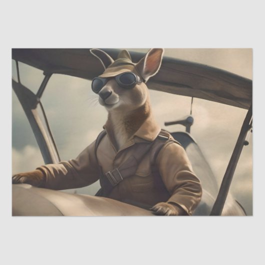 "ヴィンテージの空：古い飛行機のカンガルーパイロット 薄葉紙 (正面)