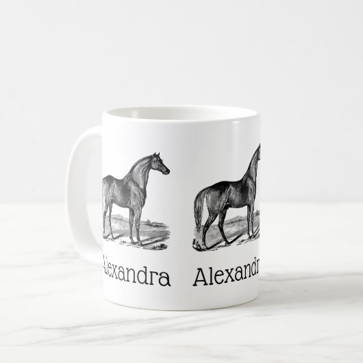 ヴィンテージの立っている馬 コーヒーマグカップ (正面左)