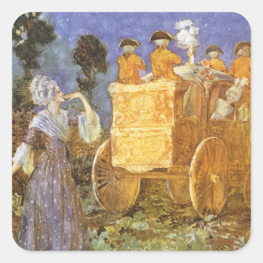 ヴィンテージの童話 シンデレラと魔法の仙女 スクエアシール (正面)